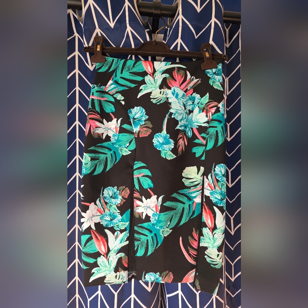 Guess Black Skirt with Teal and Coral Accents